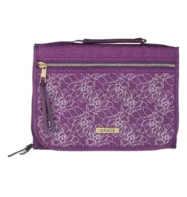 Grace Purple Tri-fold Organizer Bible Cover