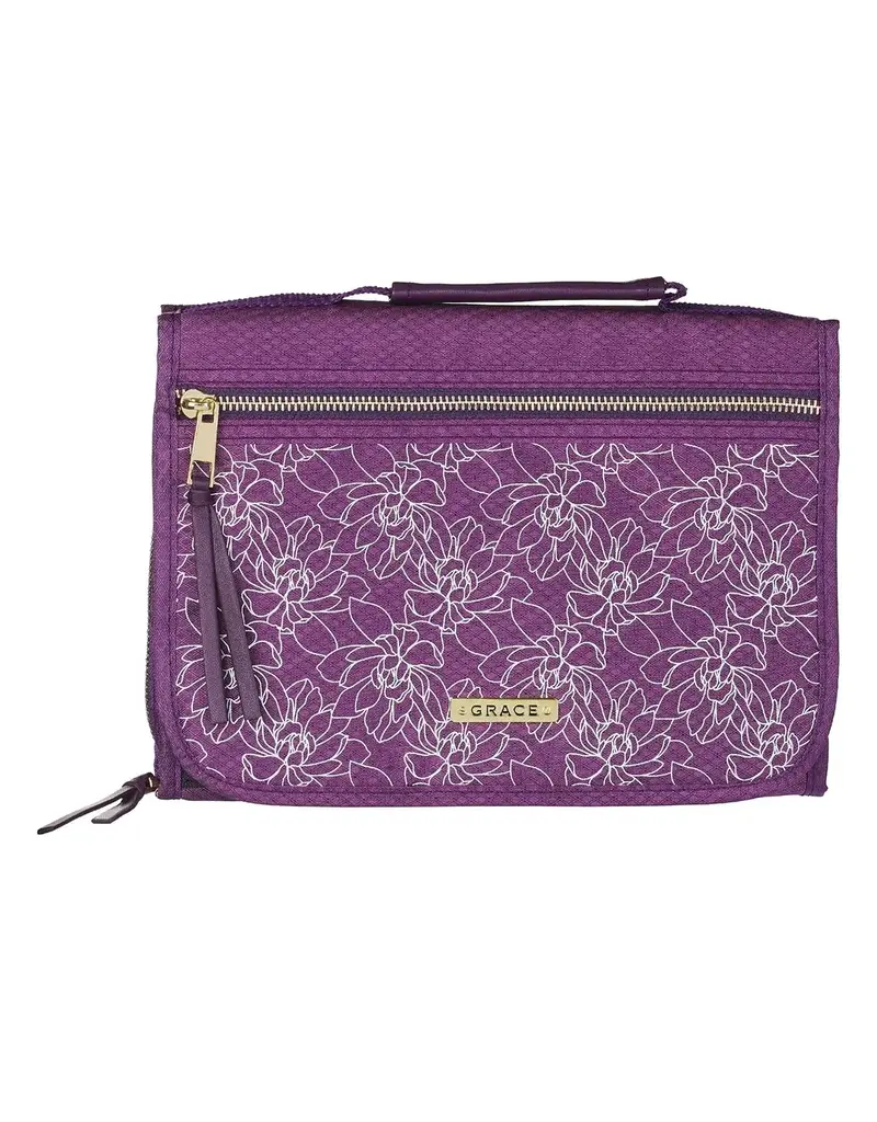 Grace Purple Tri-fold Organizer Bible Cover