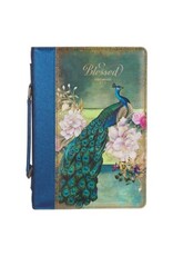Blessed Peacock Blue Faux Leather Fashion Bible Cover - Jeremiah 17:7