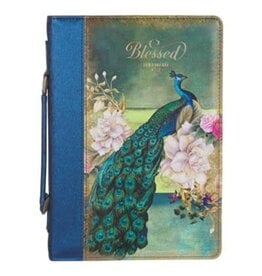 Blessed Peacock Blue Faux Leather Fashion Bible Cover - Jeremiah 17:7