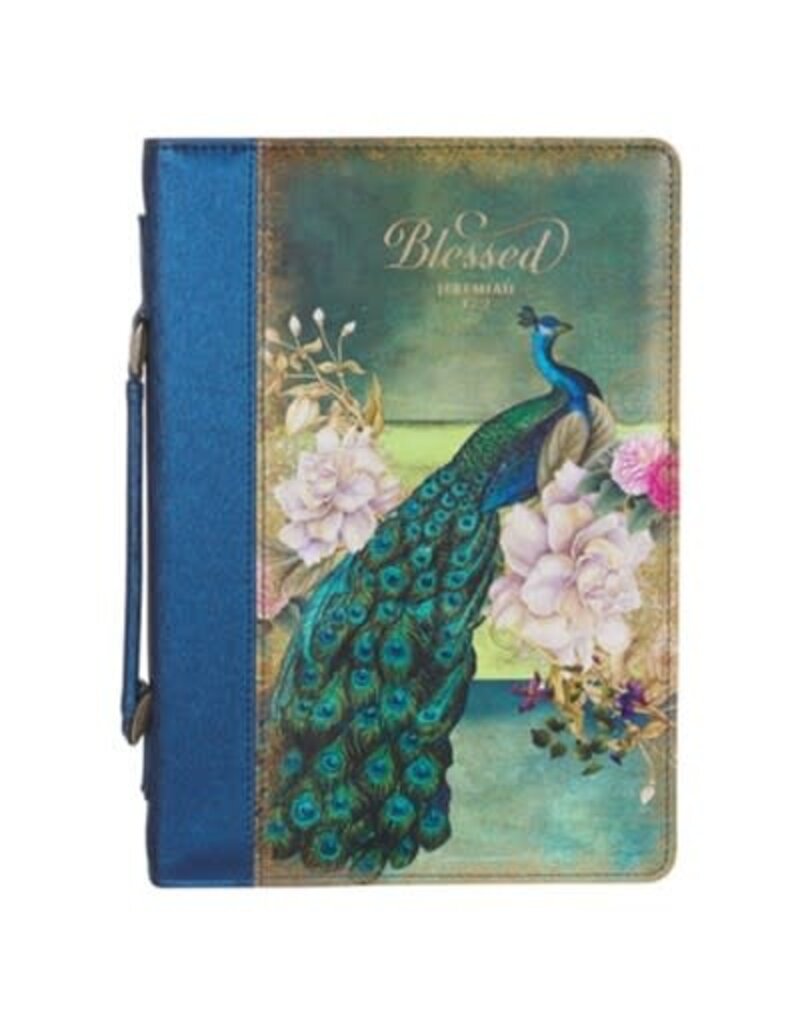 Blessed Peacock Blue Faux Leather Fashion Bible Cover - Jeremiah 17:7