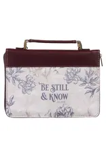 Be Still and Know Neutral Florals Faux Leather Fashion Bible Cover – Psalm 46:10