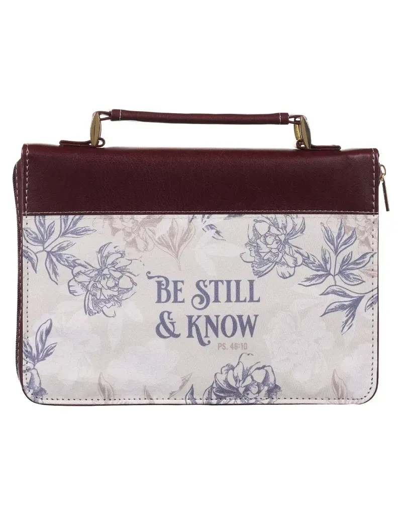Be Still and Know Neutral Florals Faux Leather Fashion Bible Cover – Psalm 46:10