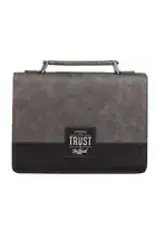 Trust in the LORD Gray and Black Faux Leather Bible Cover - Proverbs 3:5