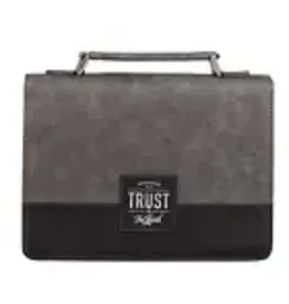 Trust in the LORD Gray and Black Faux Leather Bible Cover - Proverbs 3:5