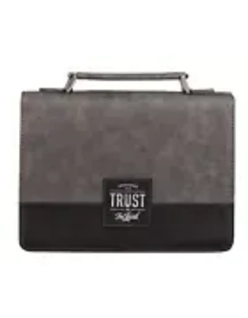 Trust in the LORD Gray and Black Faux Leather Bible Cover - Proverbs 3:5