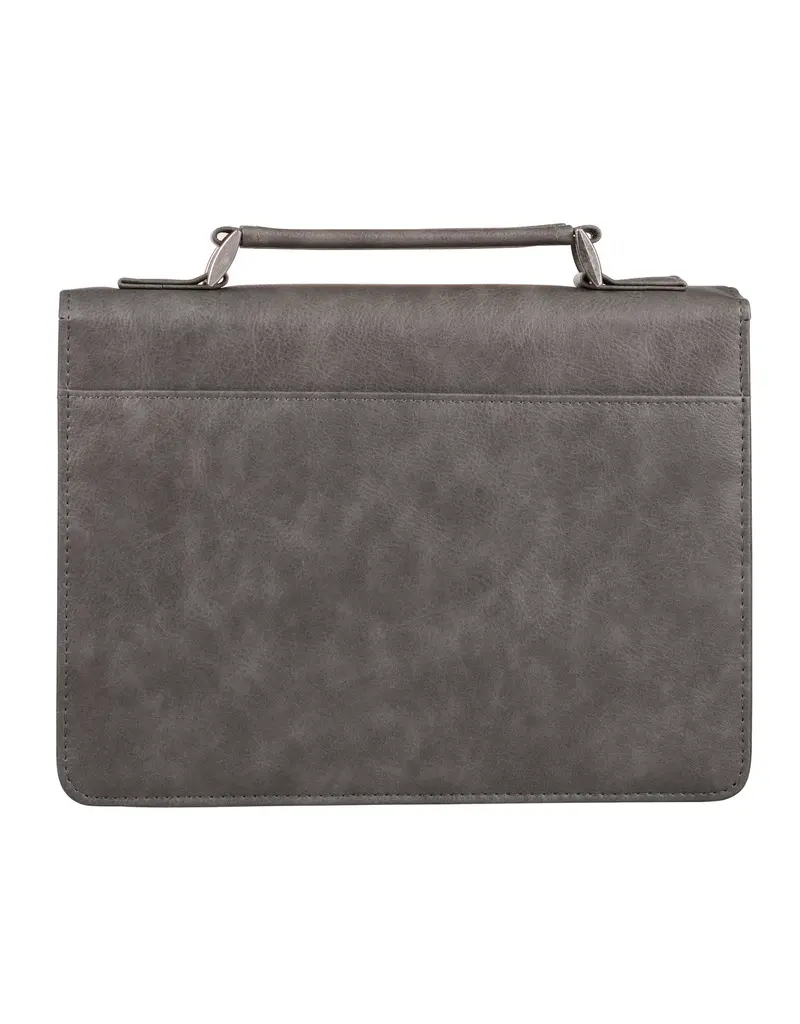 Trust in the LORD Gray and Black Faux Leather Bible Cover - Proverbs 3:5