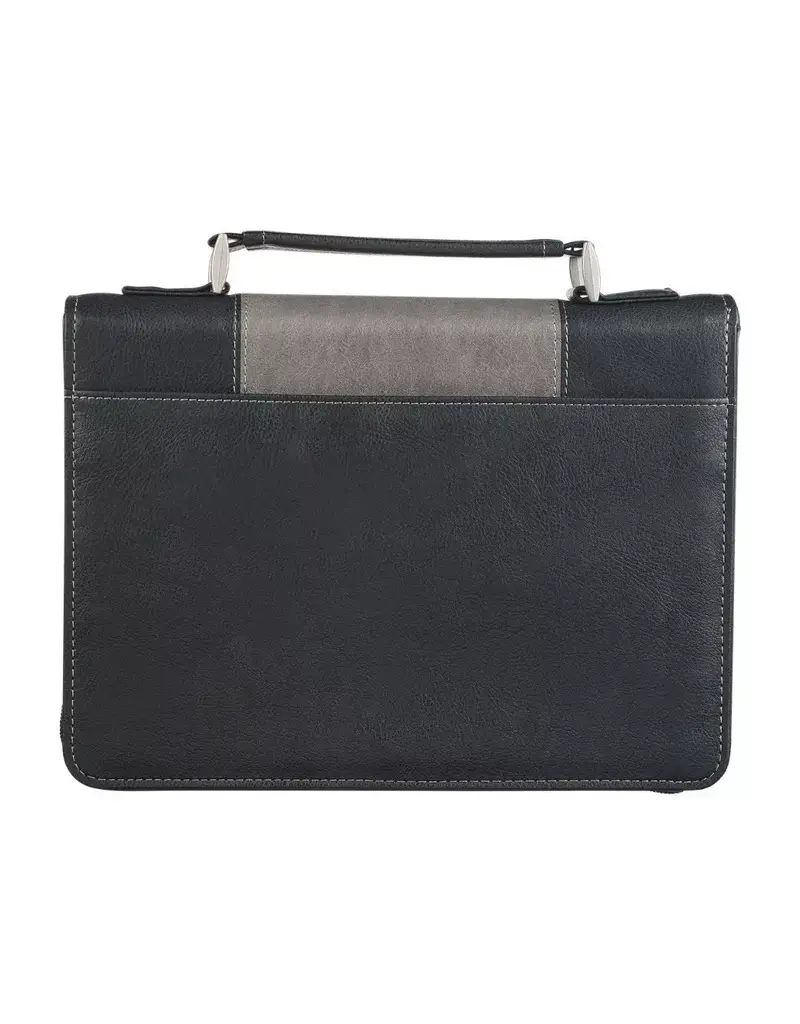 Walk by Faith Black and Gray Faux Leather Classic Bible Cover - 2 Corinthians 5:7