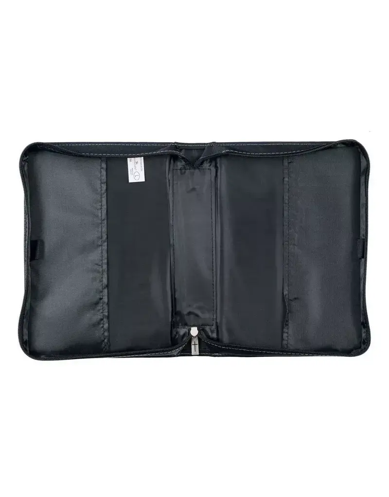 Walk by Faith Black and Gray Faux Leather Classic Bible Cover - 2 Corinthians 5:7