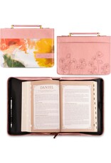 Pastel Meadow Pink Watercolor Faux Leather Bible Cover