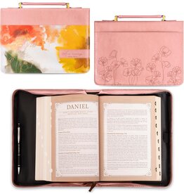 Pastel Meadow Pink Watercolor Faux Leather Bible Cover