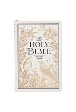 White and Gold Faux Leather Large Print Thinline King James Version Bible with Zippered Closure and Thumb Index