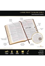 White and Gold Faux Leather Large Print Thinline King James Version Bible with Zippered Closure and Thumb Index