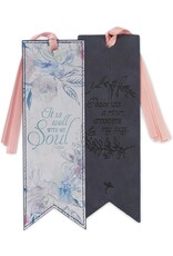 It is Well Hymn Watercolor Floral Faux Leather Bookmark