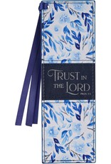 Trust in the Lord Blue Botany Faux Leather Bookmark - Proverbs 3:5