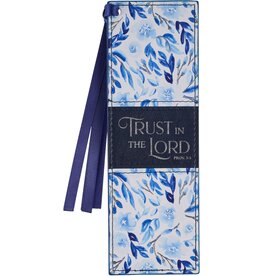 Trust in the Lord Blue Botany Faux Leather Bookmark - Proverbs 3:5