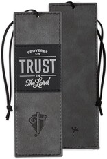 Trust in the LORD Gray and Black Faux Leather Bookmark - Proverbs 3:5