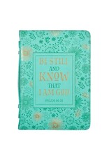 Be Still and Know Turquoise Faux Leather Fashion Bible Cover - Psalm 46:10