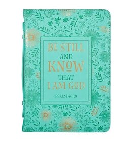 Be Still and Know Turquoise Faux Leather Fashion Bible Cover - Psalm 46:10