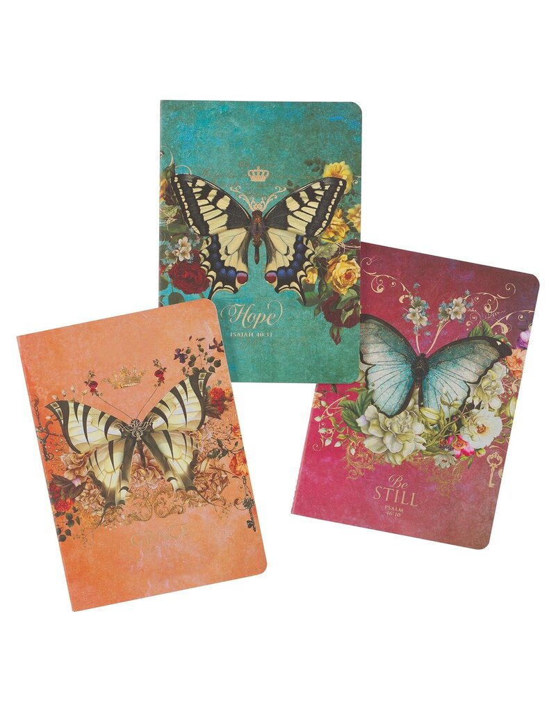 Hope Grace and Be Still Secret Garden Butterfly Notebook Set