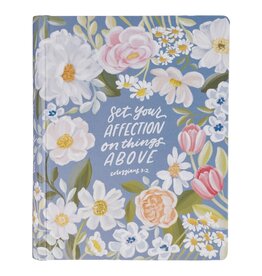 Blue Floral Hardcover Flora Collection Faux Leather King James Version Note-taking Bible - Colossians 3:2
