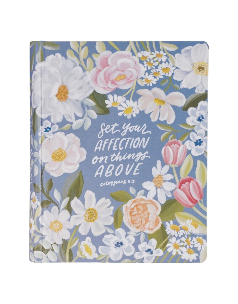 Blue Floral Hardcover Flora Collection Faux Leather King James Version Note-taking Bible - Colossians 3:2