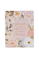 Peach Floral Margo Collection Faux Leather King James Version Note-taking Bible - Proverbs 31:25