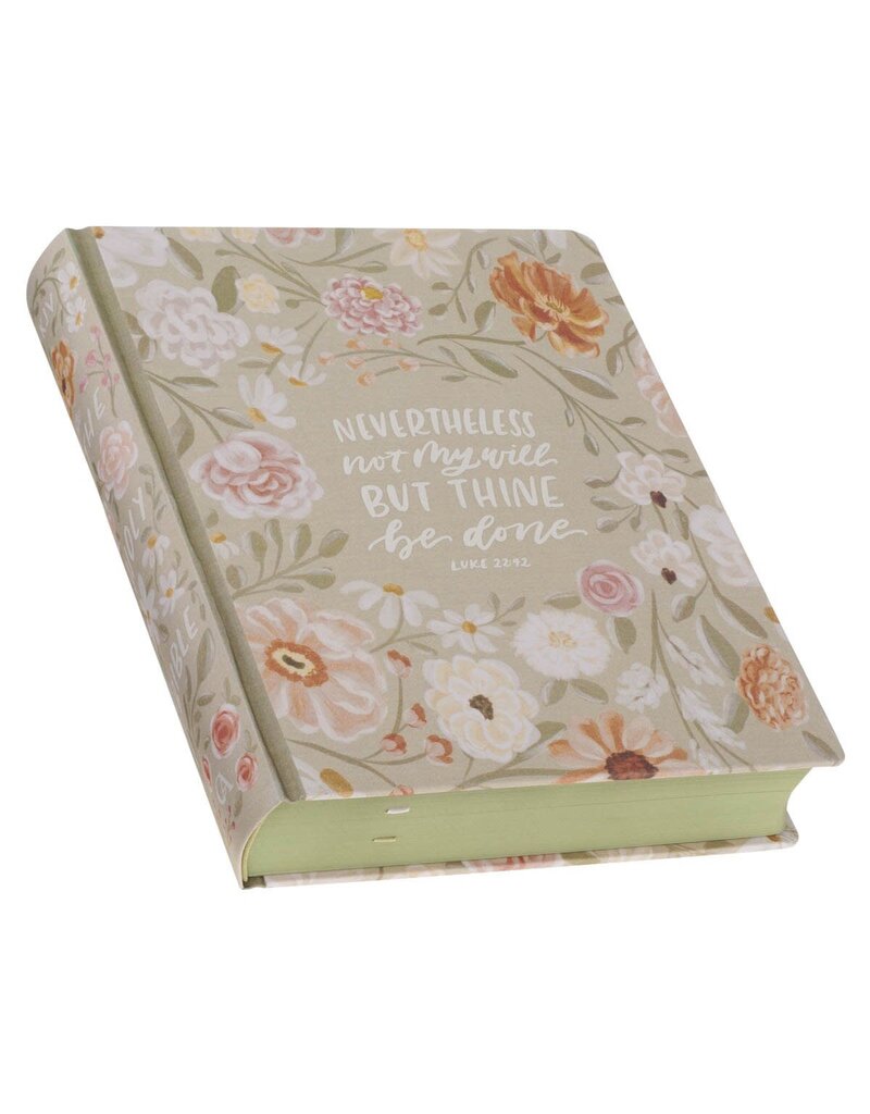 Sage Green Floral Hardcover Amelia Collection Large Print King James Version Note-taking Bible - Luke 22:42