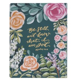 Teal Floral Ally Collection Large Print Faux Leather King James Version Note-taking Bible - Matthew 22:37