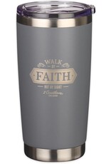 Walk By Faith Navy Stainless Steel Travel Tumbler - 2 Corinthians 5:7