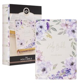 Lavender Floral Faux Leather Giant Print Full-size King James Version Bible with Thumb Index