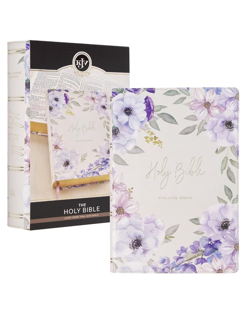 Lavender Floral Faux Leather Giant Print Full-size King James Version Bible with Thumb Index