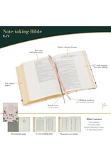 Cream Floral Faux Leather KJV Note-taking Bible - Psalm 91:4