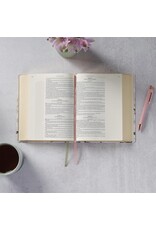 Cream Floral Faux Leather KJV Note-taking Bible - Psalm 91:4
