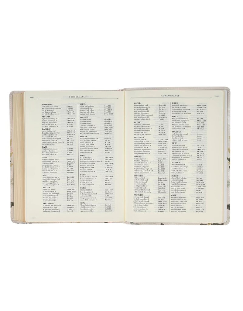 Cream Floral Faux Leather KJV Note-taking Bible - Psalm 91:4