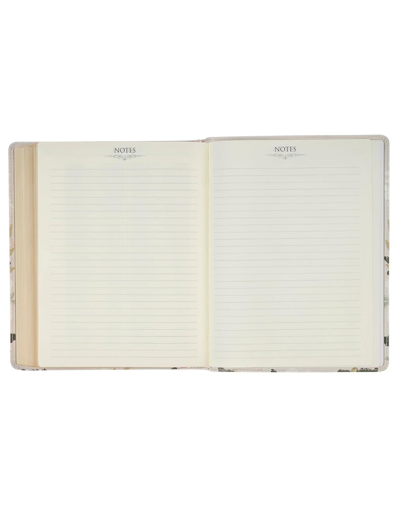 Cream Floral Faux Leather KJV Note-taking Bible - Psalm 91:4