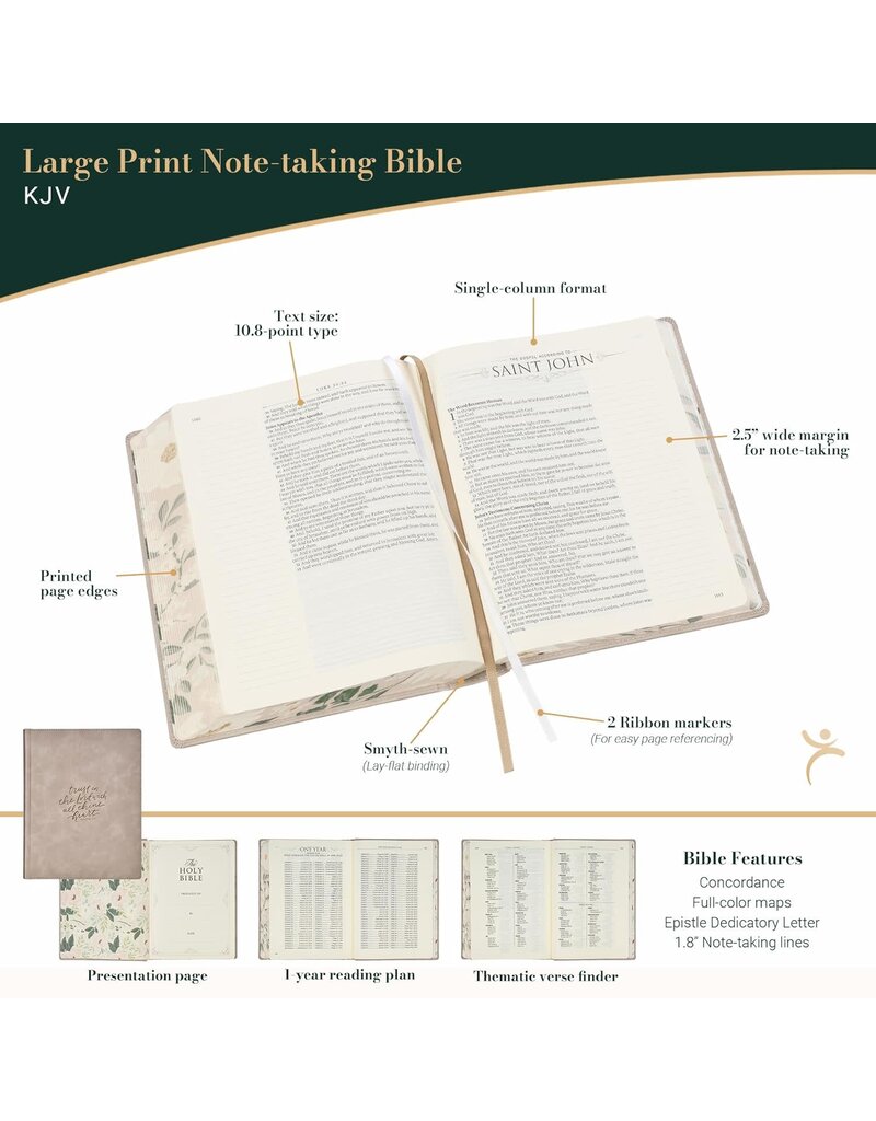 Trust Taupe Faux Leather Large Print King James Version Note-taking Bible - Proverbs 3:5
