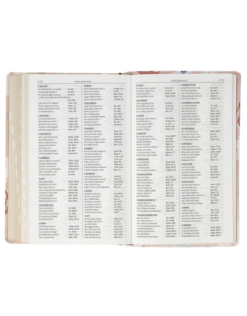 Pink Floral Faux Leather Giant Print Standard-Size King James Version Bible with Thumb Index