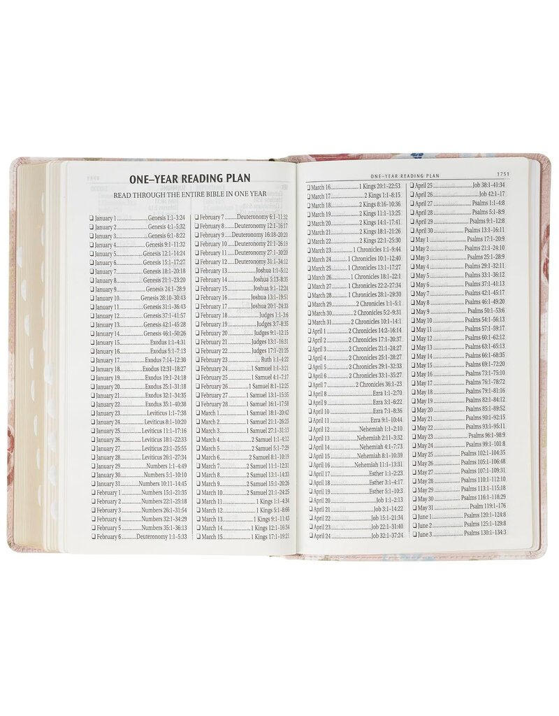 Pink Floral Faux Leather Giant Print Standard-Size King James Version Bible with Thumb Index
