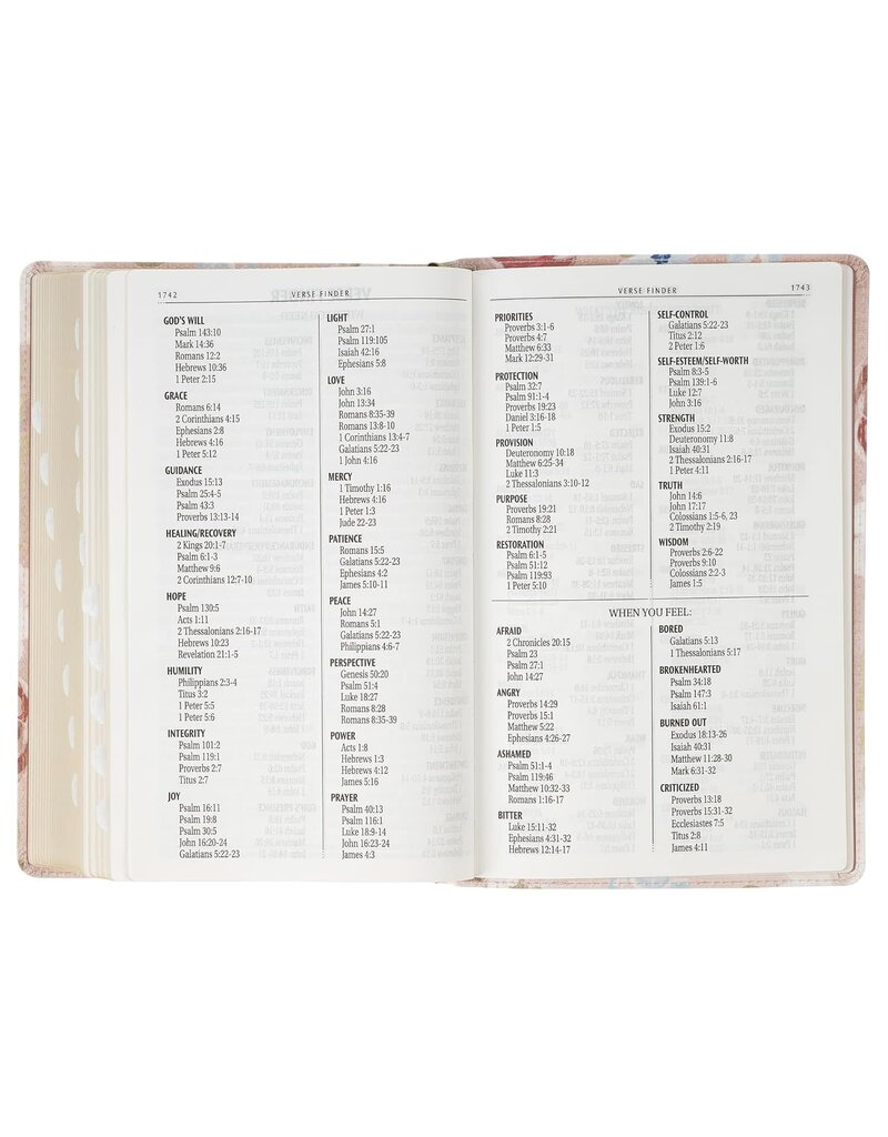 Pink Floral Faux Leather Giant Print Standard-Size King James Version Bible with Thumb Index