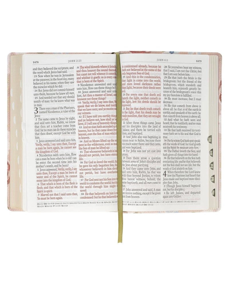Pink Floral Faux Leather Giant Print Standard-Size King James Version Bible with Thumb Index