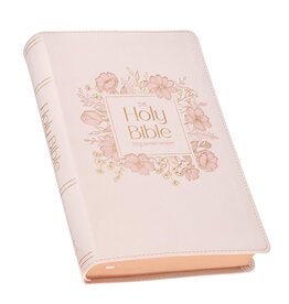 Blush Floral Faux Leather Standard-size Giant Print KJV Bible Thumb Index