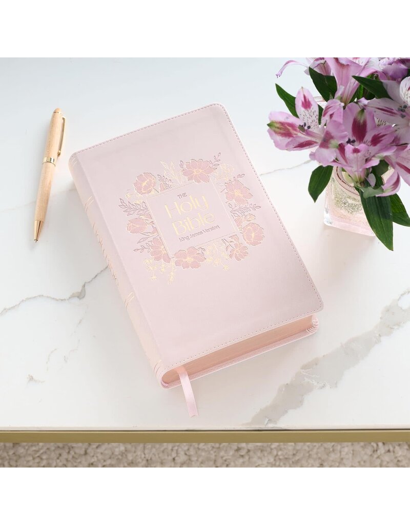 Blush Floral Faux Leather Standard-size Giant Print KJV Bible Thumb Index