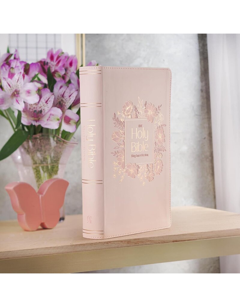 Blush Floral Faux Leather Standard-size Giant Print KJV Bible Thumb Index