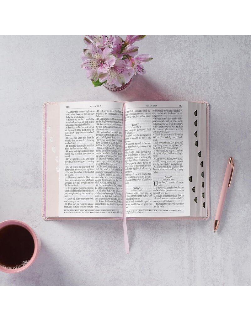 Blush Floral Faux Leather Standard-size Giant Print KJV Bible Thumb Index