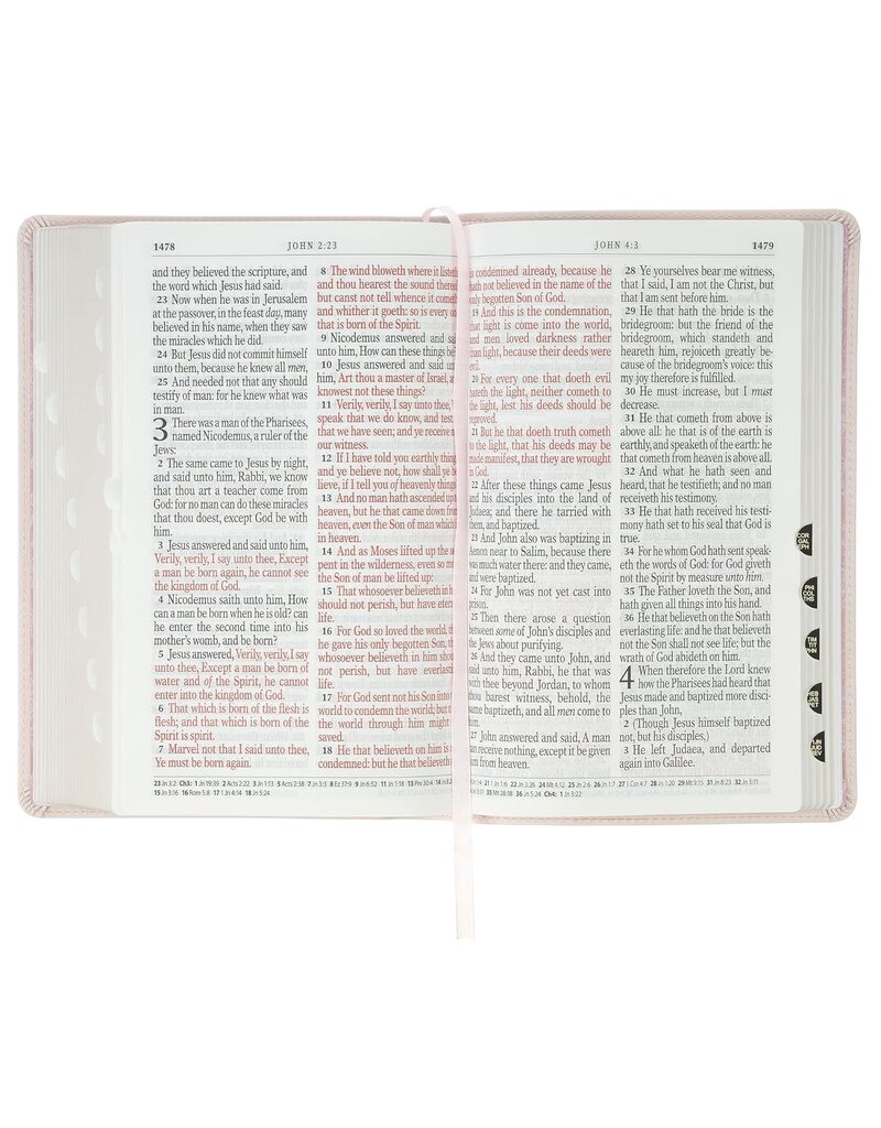 Blush Floral Faux Leather Standard-size Giant Print KJV Bible Thumb Index