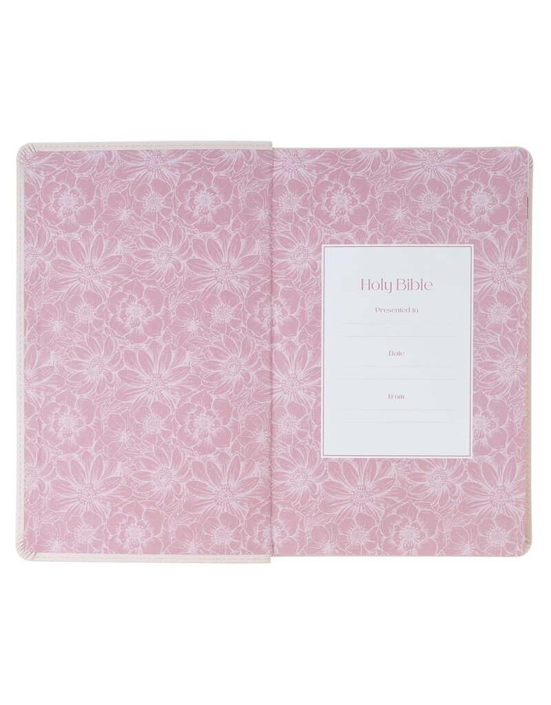 Blush Floral Faux Leather Standard-size Giant Print KJV Bible Thumb Index