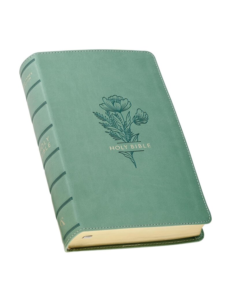 Teal Floral Faux Leather Giant Print Standard-size King James Version Bible with Thumb Index