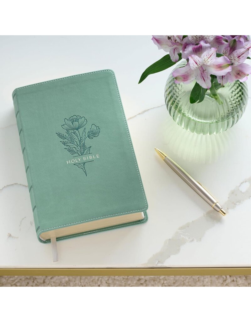 Teal Floral Faux Leather Giant Print Standard-size King James Version Bible with Thumb Index
