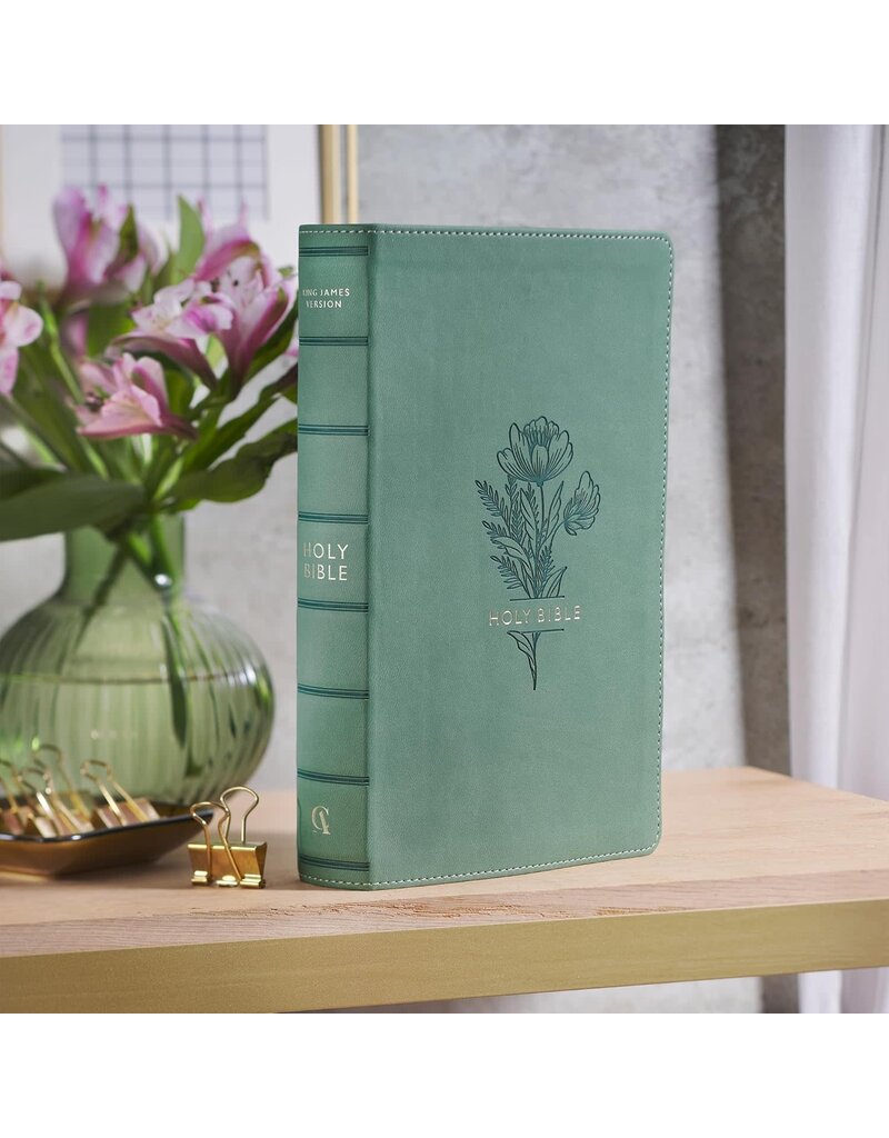 Teal Floral Faux Leather Giant Print Standard-size King James Version Bible with Thumb Index